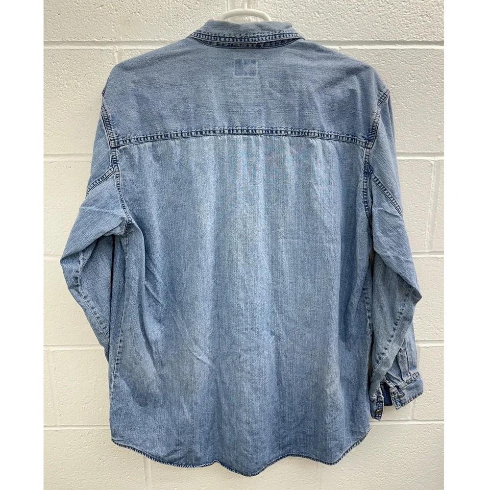 VTG Levi's Denim Shirt Light Wash Blue Red Tab Workwear Thrashed / Men's Large